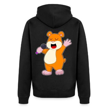 Chanteur de hamster Chant au micro - Veste à capuche bio Premium Unisexe - noir - Dos - Nico (187cm)