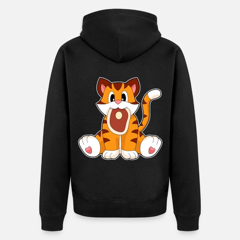 Tiger Fleisch - Unisex Premium Bio Zip Hoodie - Schwarz