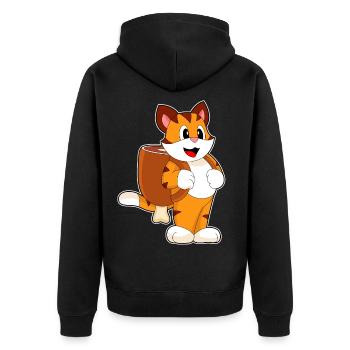 Tiger Student Backpack School - Unisex Premium Organic Zip Hoodie - black - Back - Nico (187cm)