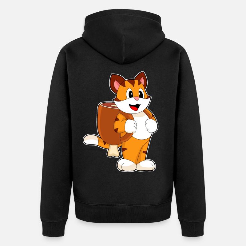 Tiger Fleisch Rucksack - Unisex Premium Bio Zip Hoodie - Schwarz