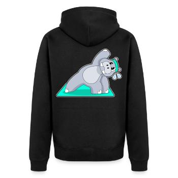 Hippopotamus Yoga Gymnastique - Veste à capuche bio Premium Unisexe - noir - Dos - Nico (187cm)
