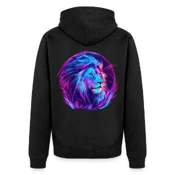 Lion Vaporwave EDM - Unisex Premium Organic Zip Hoodie - black - Back - Nico (187cm)