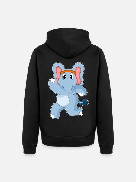Elephant Jogger Jogging Sport - Unisex Premium Organic Zip Hoodie - black