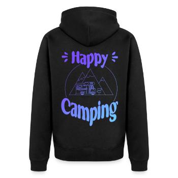Happy Camping - conception graphique joyeuse et cool - Veste à capuche bio Premium Unisexe - noir - Dos - Nico (187cm)