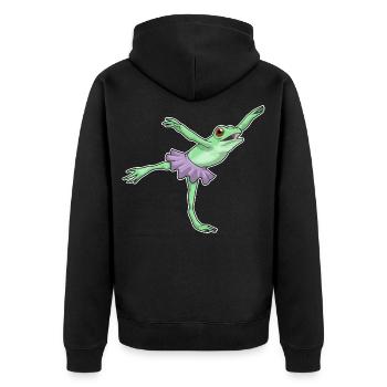 Frog Ballerina Ballet Dance - Unisex Premium Organic Zip Hoodie - black - Back - Nico (187cm)