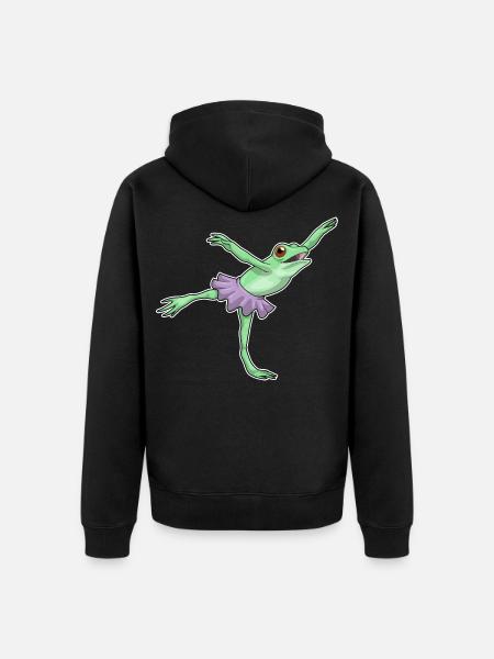 Frog Ballerina Ballet Dance - Unisex Premium Organic Zip Hoodie - black
