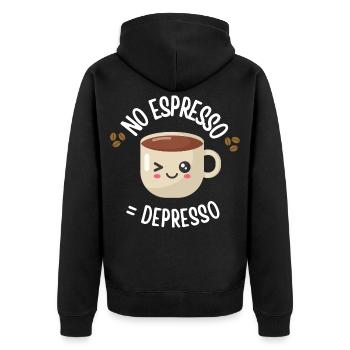 No Espresso = Depresso - Funny Coffee T-Shirt - Unisex Premium Organic Zip Hoodie - black - Back - Nico (187cm)