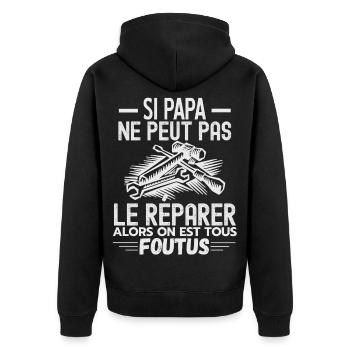 Papa réparateur Papa Bricoleur Papa de l année 1 - Veste à capuche bio Premium Unisexe - noir - Dos - Nico (187cm)