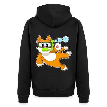 Katze Taucher Schnorchel Tauchen - Unisex Premium Bio Zip Hoodie - Schwarz - Hinten - Nico (187cm)