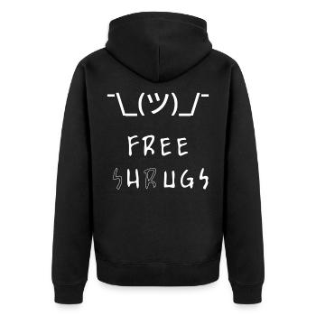 Free Shrugs Free Hugs parodie drôle Shrugface - Veste à capuche bio Premium Unisexe - noir - Dos - Nico (187cm)