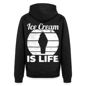Eiscreme Liebhaber Zitat - Unisex Premium Bio Zip Hoodie - Schwarz - Hinten - Nico (187cm)