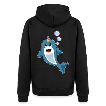 Dolphin Unicorn - Unisex Premium Organic Zip Hoodie - black - Back - Nico (187cm)