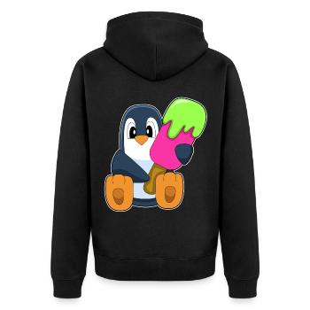 Popsicle pingouin - Veste à capuche bio Premium Unisexe - noir - Dos - Nico (187cm)