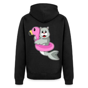 Seehund Schwimmen Schwimmring Sommer - Unisex Premium Bio Zip Hoodie - Schwarz - Hinten - Nico (187cm)