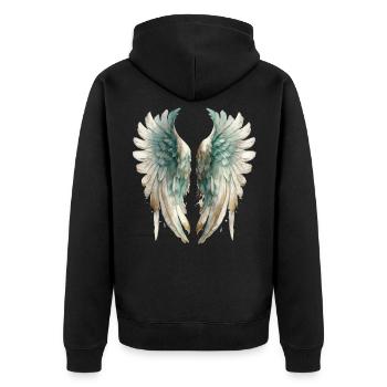 Ailes d'Ange aquarelle pastel - Veste à capuche bio Premium Unisexe - noir - Dos - Nico (187cm)