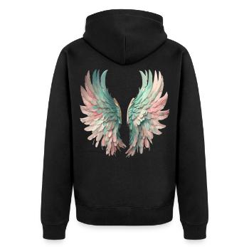 Ethereal Pastel Wings - Unisex Premium Organic Zip Hoodie - black - Back - Nico (187cm)