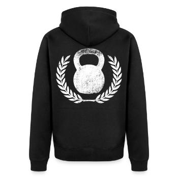 Kettlebell - Unisex Premium Organic Zip Hoodie - black - Back - Nico (187cm)