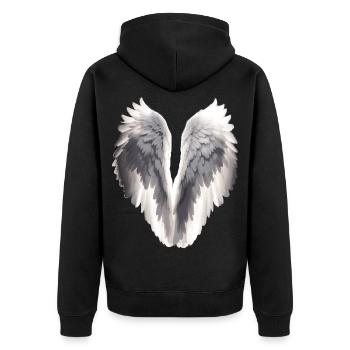 Angel wings - Unisex Premium Organic Zip Hoodie - black - Back - Nico (187cm)