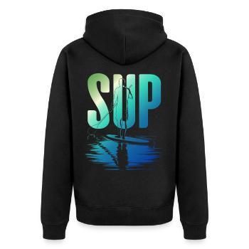 SUP - Unisex Premium Bio Zip Hoodie - Schwarz - Hinten - Nico (187cm)
