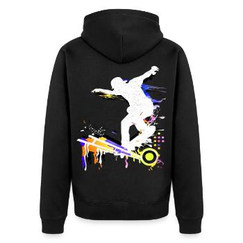 Skate | Skater | Skateboard | Skateboarding - Unisex Premium Bio Zip Hoodie - Schwarz - Hinten - Nico (187cm)