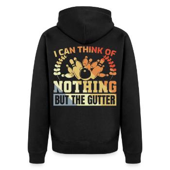 Spruch Bowlingspieler - Unisex Premium Bio Zip Hoodie - Schwarz - Hinten - Nico (187cm)