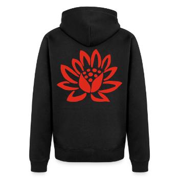 Lotus rouge et la nature - Veste à capuche bio Premium Unisexe - noir - Dos - Nico (187cm)