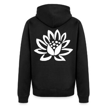 Lotus blanc et la nature - Veste à capuche bio Premium Unisexe - noir - Dos - Nico (187cm)