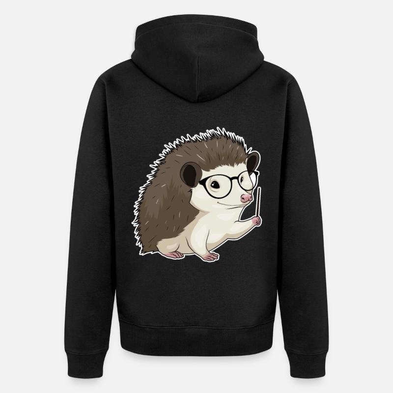 Igel Lehrer Pointer - Unisex Premium Bio Zip Hoodie - Schwarz
