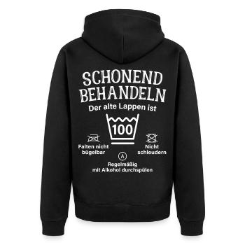 100. Geburtstag Schonend Behandeln Alte Lappen 100 - Unisex Premium Bio Zip Hoodie - Schwarz - Hinten - Nico (187cm)