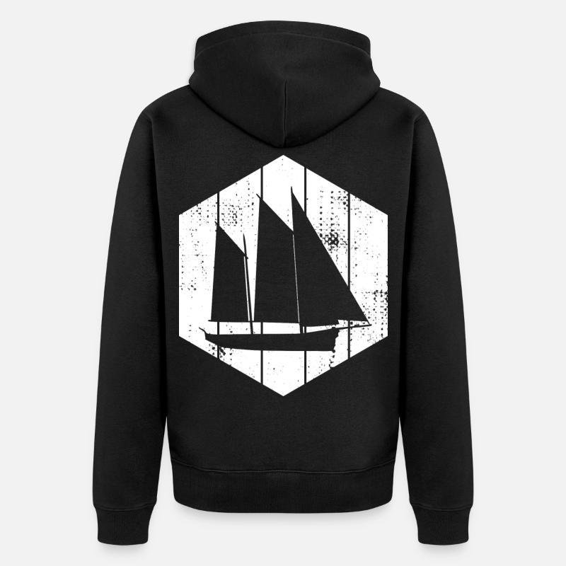 Segelboot - Unisex Premium Bio Zip Hoodie - Schwarz