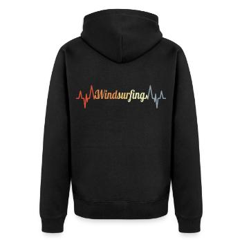 Vintage Winsurfer Heart Palpitations - Unisex Premium Organic Zip Hoodie - black - Back - Nico (187cm)