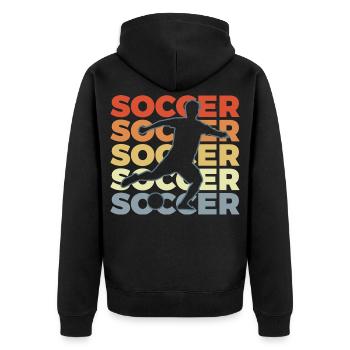 Fußballspieler - Unisex Premium Bio Zip Hoodie - Schwarz - Hinten - Nico (187cm)