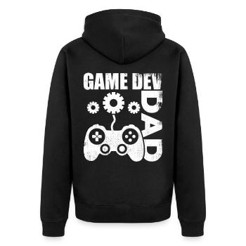 Game Developer Dad - Unisex Premium Organic Zip Hoodie - black - Back - Nico (187cm)