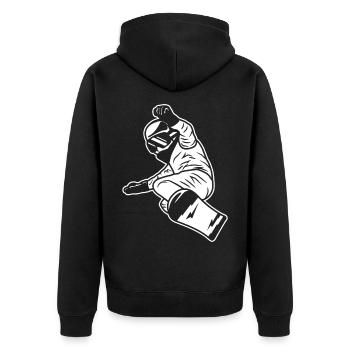 Snowboard Junge - Unisex Premium Bio Zip Hoodie - Schwarz - Hinten - Nico (187cm)
