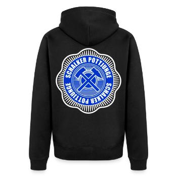 Schalker Ruhrpott Junge | Farbe änderbar - Unisex Premium Bio Zip Hoodie - Schwarz - Hinten - Nico (187cm)