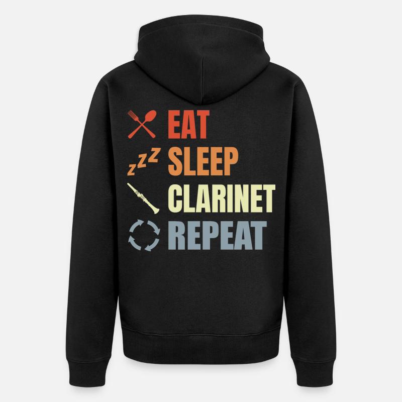 Manger Sommeil Clarinette Répéter - Veste à capuche bio Premium Unisexe - noir