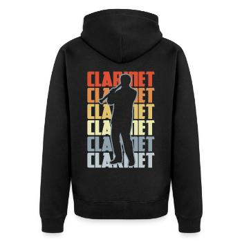 Vintage Klarinette - Unisex Premium Bio Zip Hoodie - Schwarz - Hinten - Nico (187cm)