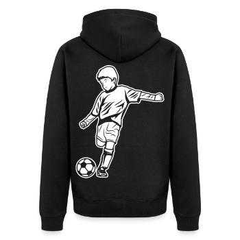 Fußball Junge Zeichnung - Unisex Premium Bio Zip Hoodie - Schwarz - Hinten - Nico (187cm)