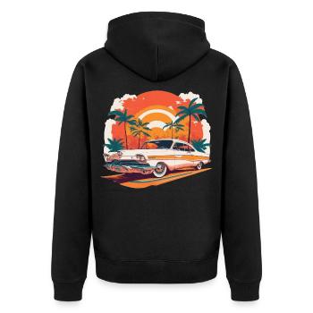 Palm trees sunset American style - Unisex Premium Organic Zip Hoodie - black - Back - Nico (187cm)