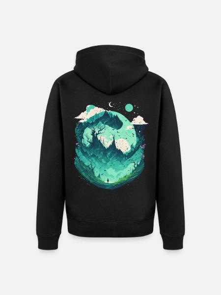 Fantasy Wonderland Fairytale Forest - Unisex Premium Organic Zip Hoodie - black