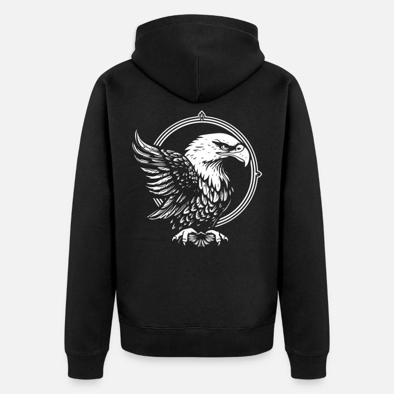 Aigle en cercle - Veste à capuche bio Premium Unisexe - noir
