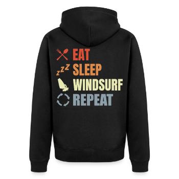 Routine de véliplanchiste - Veste à capuche bio Premium Unisexe - noir - Dos - Nico (187cm)