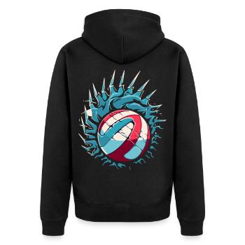 Volleyball Logo - Unisex Premium Organic Zip Hoodie - black - Back - Nico (187cm)