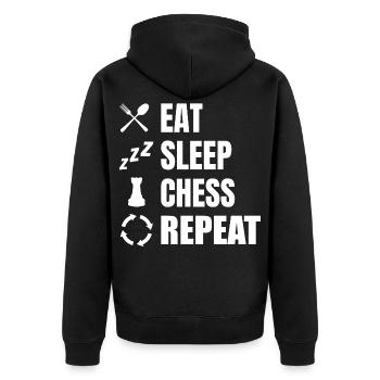Eat Sleep Chess Repeat - Unisex Premium Organic Zip Hoodie - black - Back - Nico (187cm)