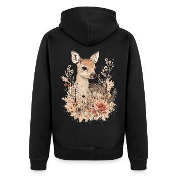 Fawn fawn - Unisex Premium Organic Zip Hoodie - black - Back - Nico (187cm)