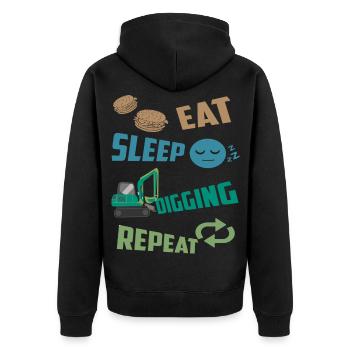 Excavator driver - Unisex Premium Organic Zip Hoodie - black - Back - Nico (187cm)
