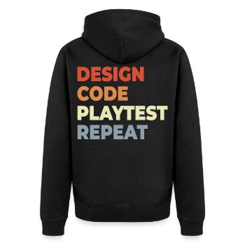 Game Development Workflow - Unisex Premium Organic Zip Hoodie - black - Back - Nico (187cm)
