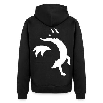 Skizze des weißen Fuchses - Unisex Premium Bio Zip Hoodie - Schwarz - Hinten - Nico (187cm)