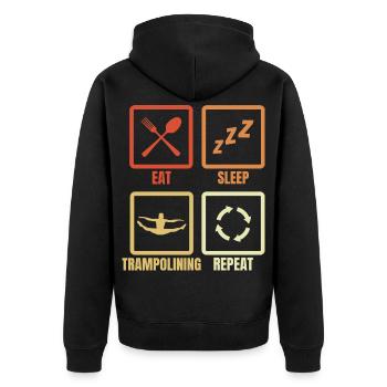 Eat Sleep Trampoline Repeat - Unisex Premium Organic Zip Hoodie - black - Back - Nico (187cm)