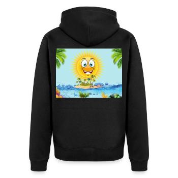 Sunny Island Cartoon Sun - Unisex Premium Organic Zip Hoodie - black - Back - Nico (187cm)
